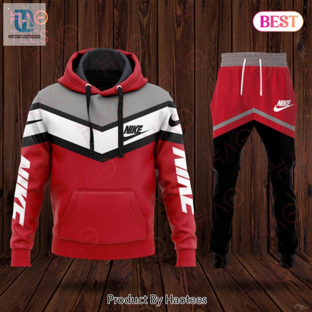 Nike Red Mix Grey Luxury Brand Hoodie And Pants Limited Edition Luxury Store 