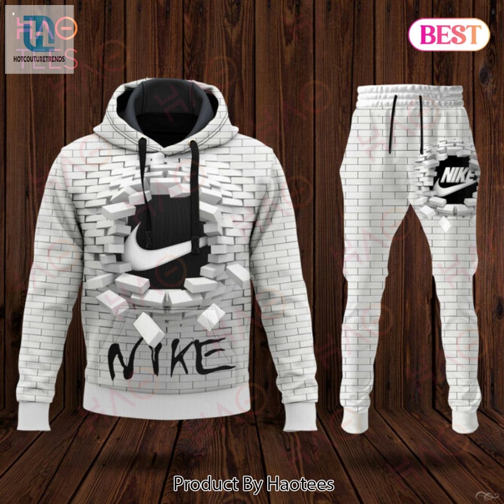 Nike Full White Mix Printing 3D Pattern Luxury Brand Hoodie And Pants Pod Design Luxury Store 