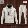 Louis Vuitton White Mix Gold Logo Luxury Brand Hoodie And Pants Pod Design Luxury Store hotcouturetrends 1