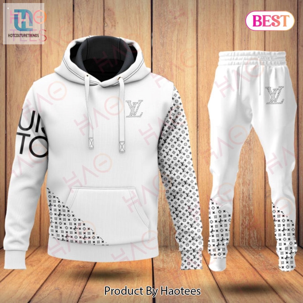 Louis Vuitton White Color Luxury Brand Hoodie And Pants Limited Edition Luxury Store 