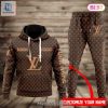 Louis Vuitton Brown Mix Printing Logo Luxury Brand Hoodie And Pants Pod Design Luxury Store hotcouturetrends 1