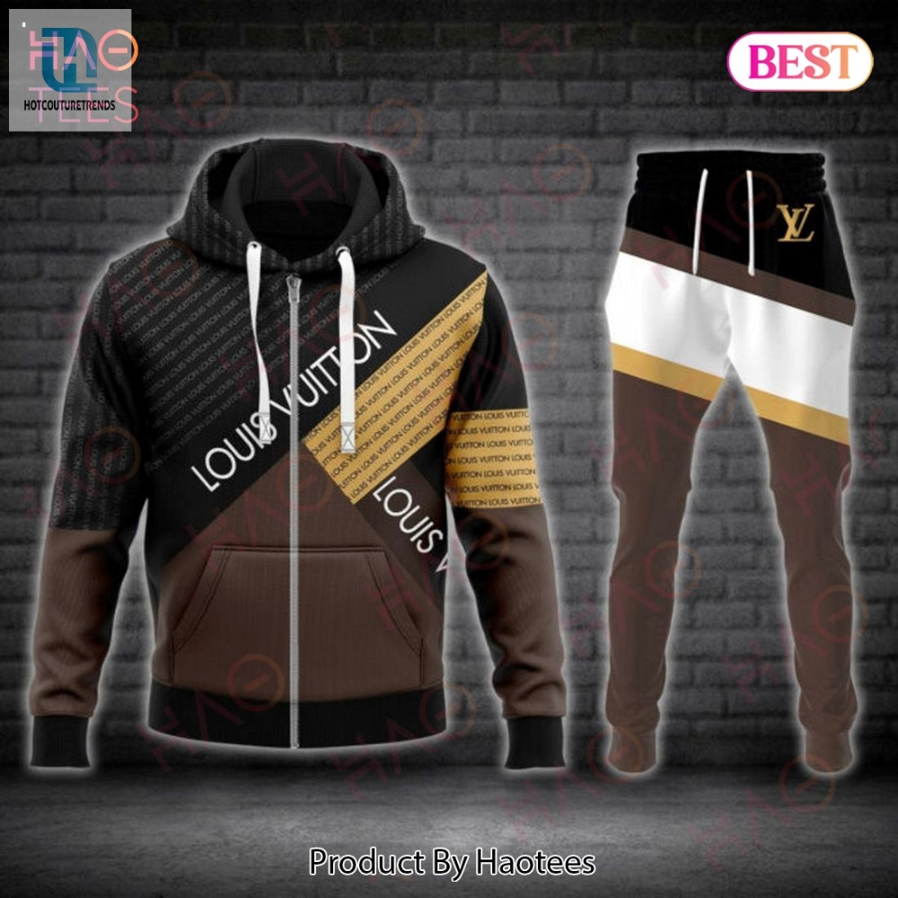Louis Vuitton Brown Mix Black Luxury Brand Hoodie And Pants Limited Edition Luxury Store 