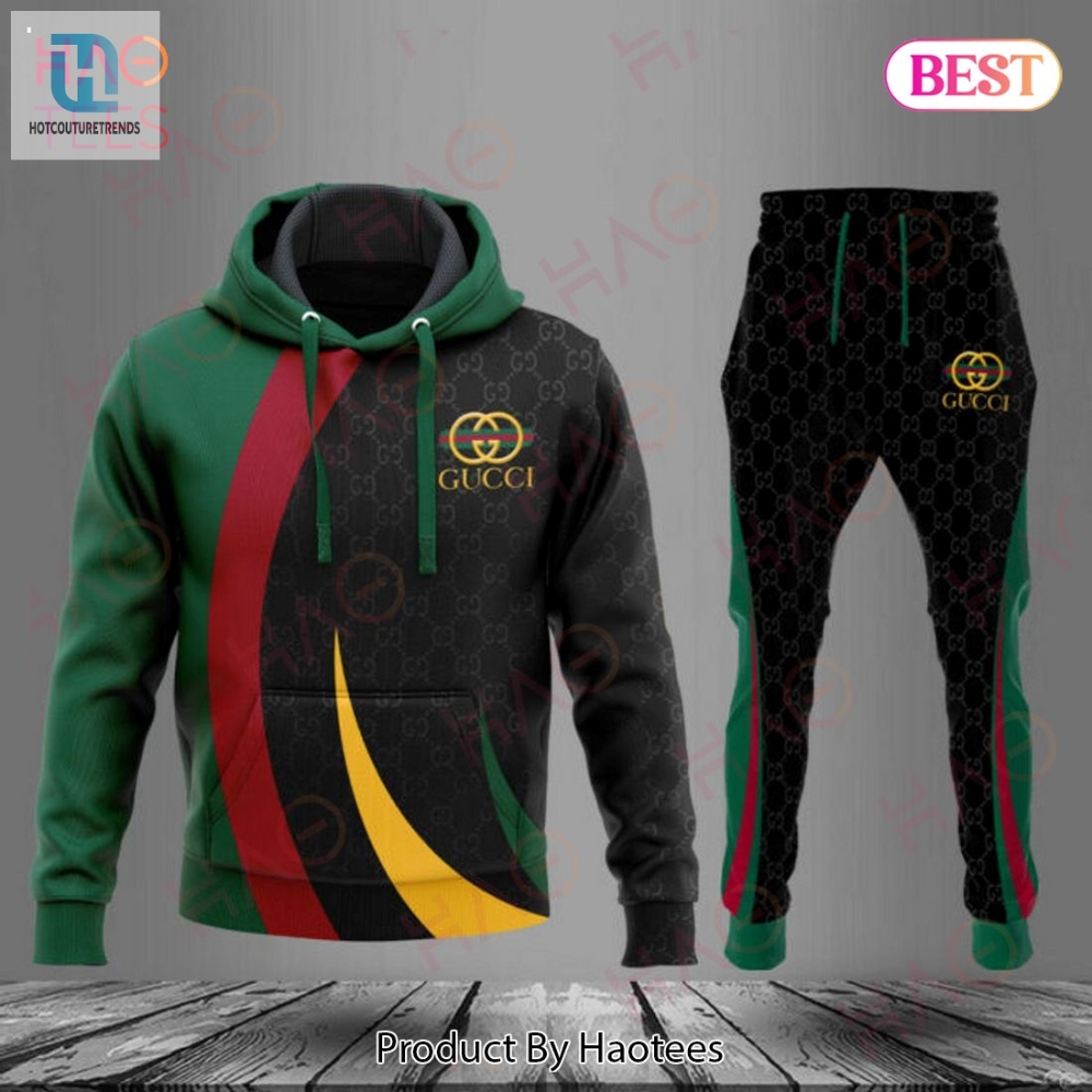 Hot Gucci Black Red Green Luxury Brand Hoodie And Pants Pod Design Luxury Store 