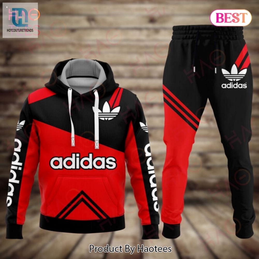 Best Adidas Red Mix Black Luxury Brand Hoodie And Pants Limited Edition Luxury Store 