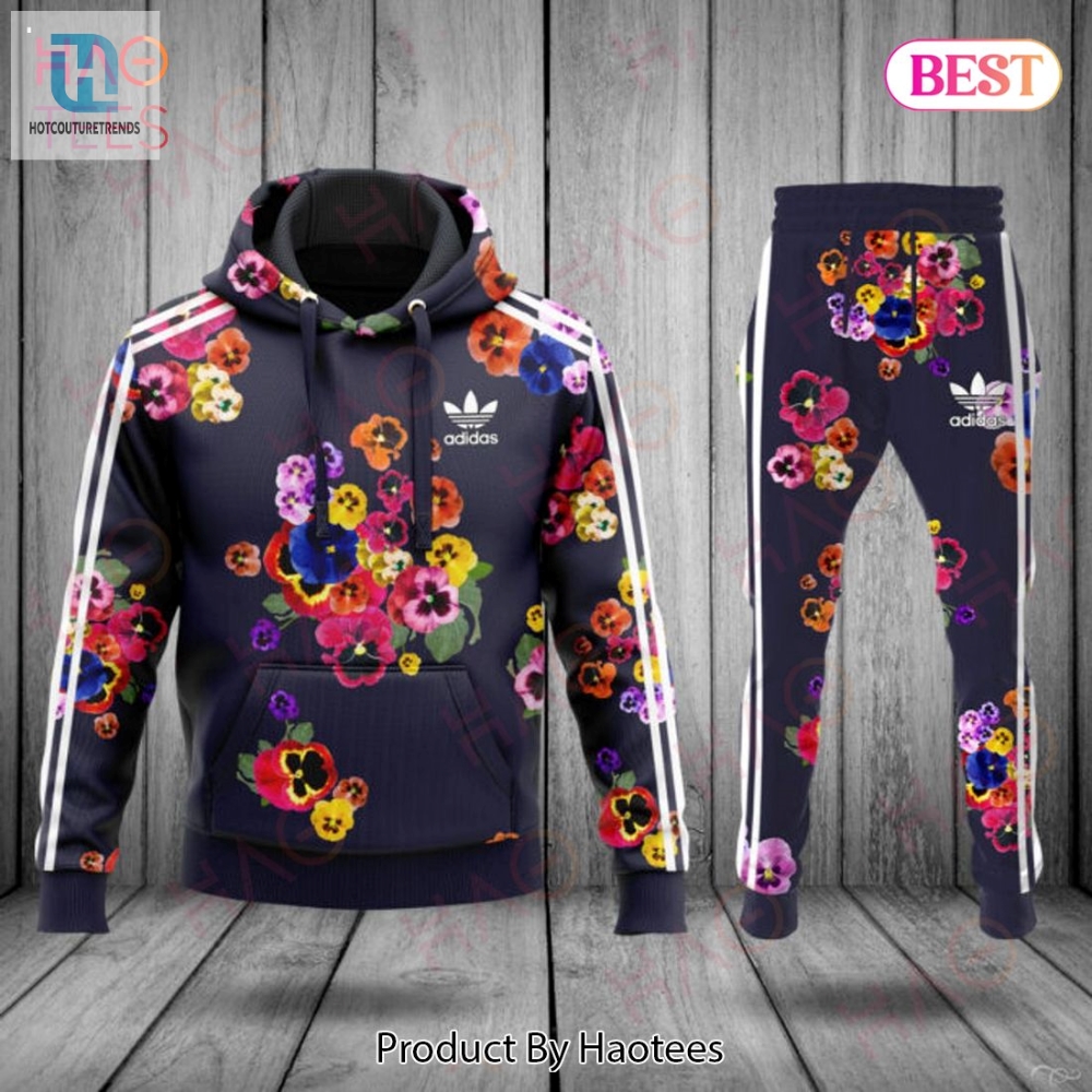 Adidas Black Mix Flower Hoodie And Pants Pod Design Luxury Store 