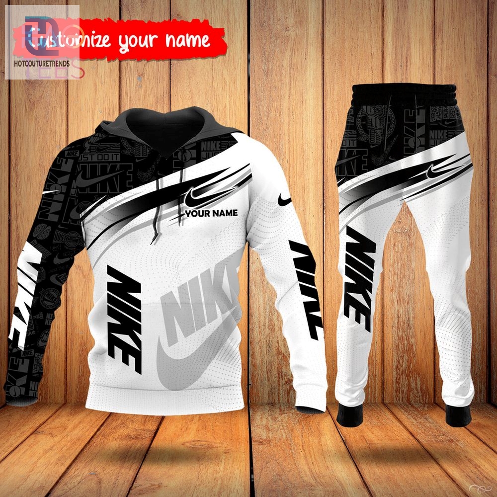 Trending Nike Black Grey White Customize Name Luxury Brand Hoodie And Pants Limited Edition Luxury Store 