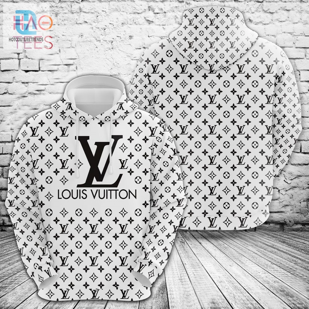 Best Louis Vuitton White Black Luxury Brand Hoodie Pants All Over Printed Luxury Store 