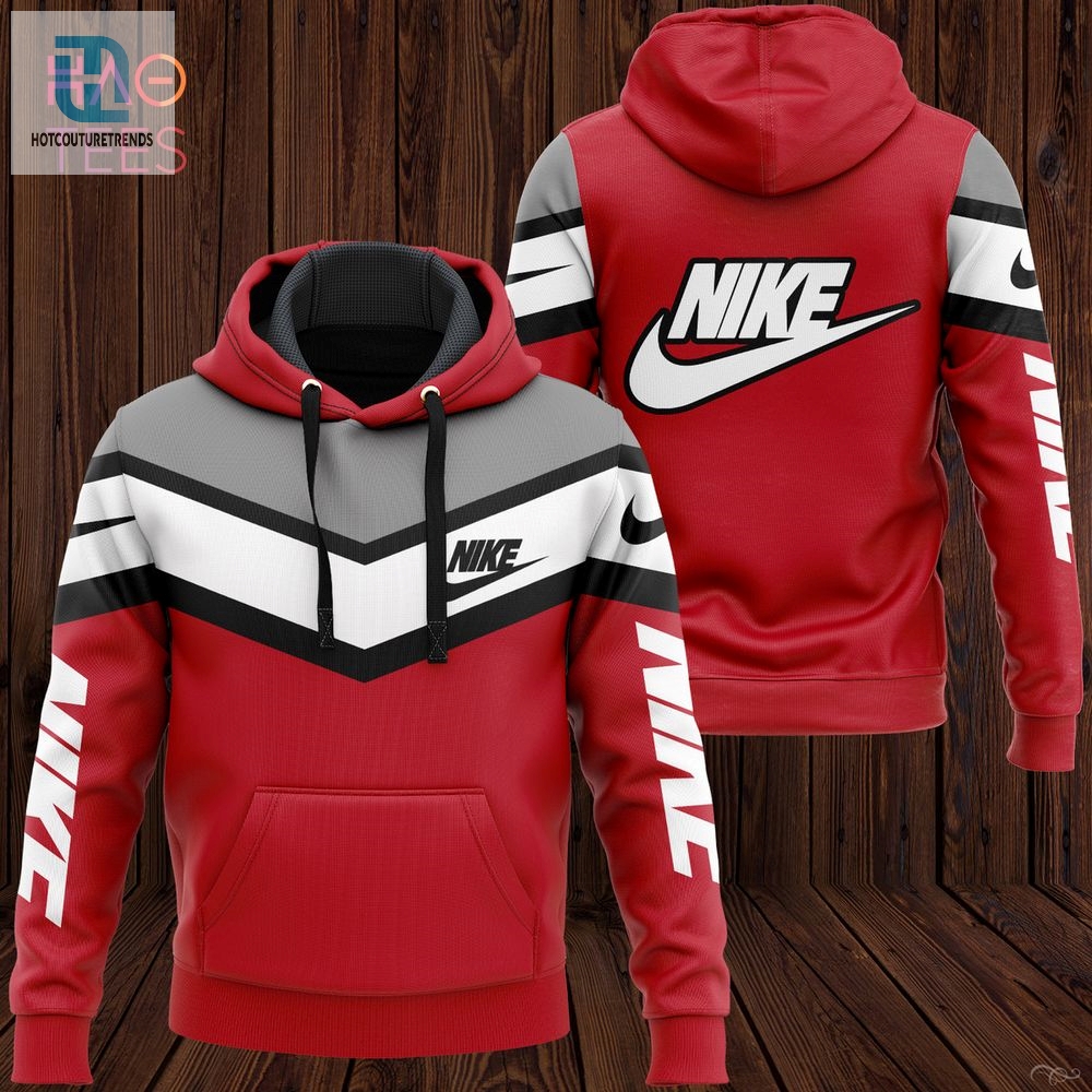 New Nike Red Grey Black White Hoodie Pants All Over Printed Luxury Store 