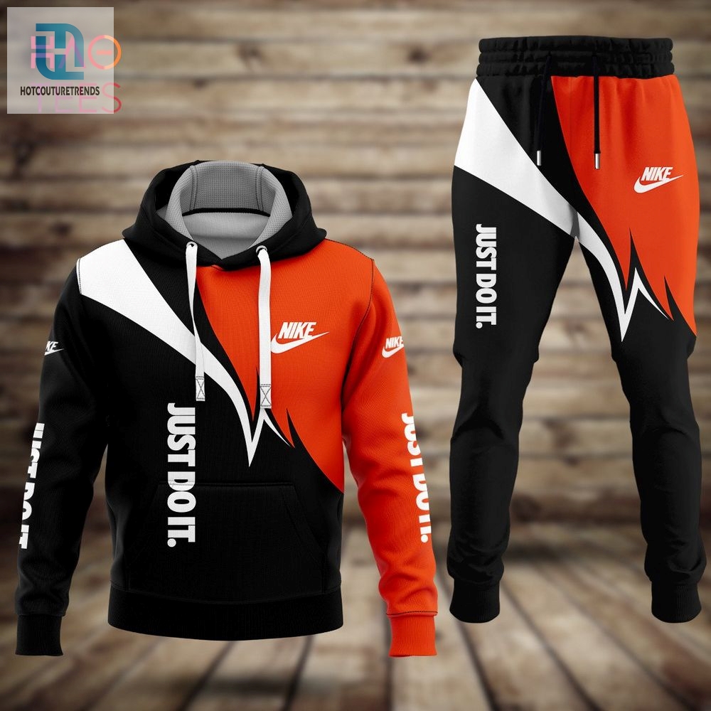 Hot Nike Black White Orange Luxury Brand Hoodie And Pants Limited Edition Luxury Store 
