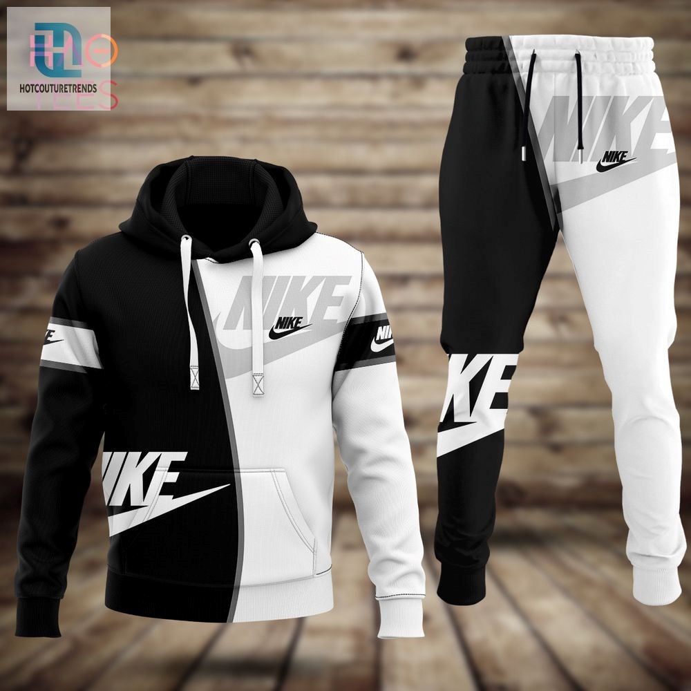 Hot Nike Black Grey White Luxury Brand Hoodie And Pants Pod Design Luxury Store 