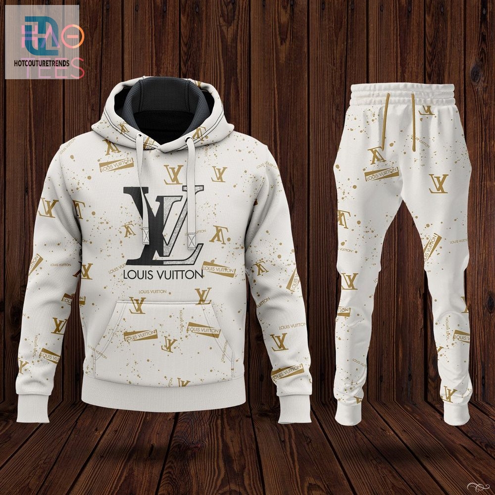 New Louis Vuitton White Gold Luxury Brand Hoodie Pants Limited Edition Luxury Store 