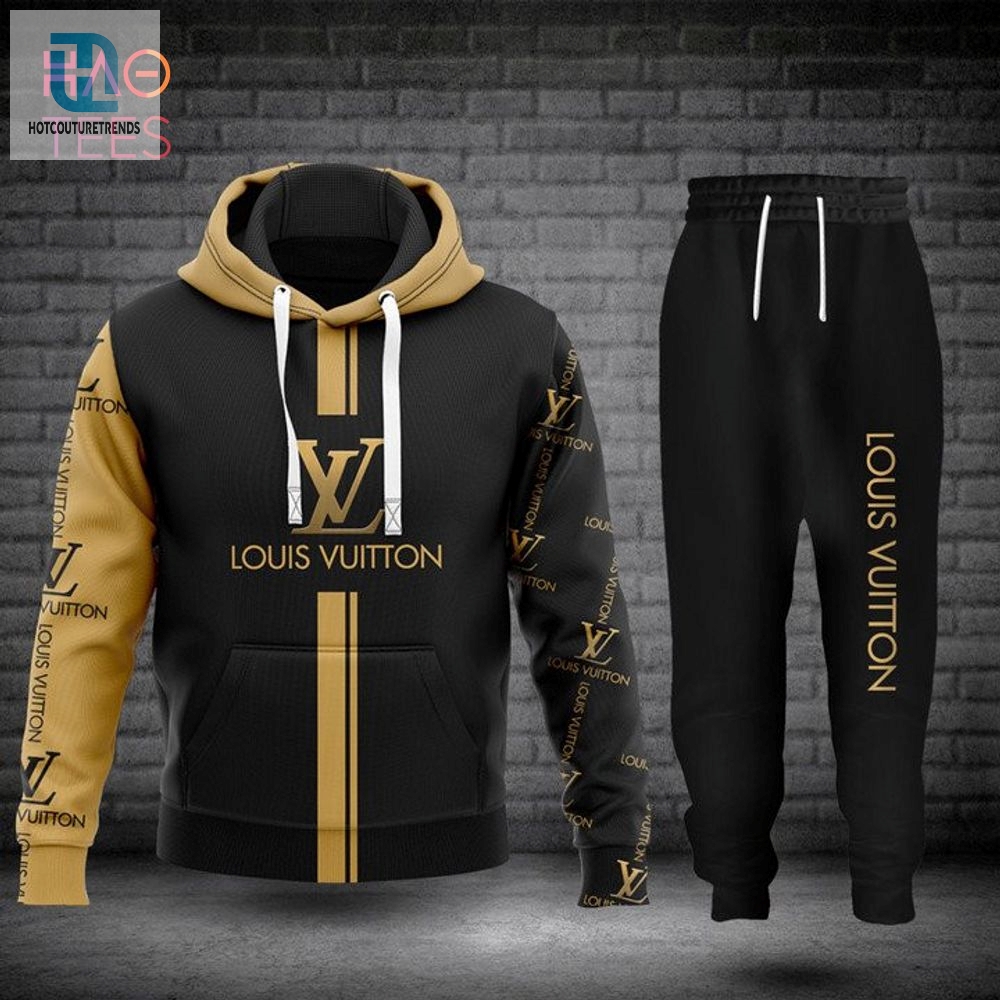 Hot Louis Vuitton Black Gold Hoodie Pants Limited Edition Luxury Store 