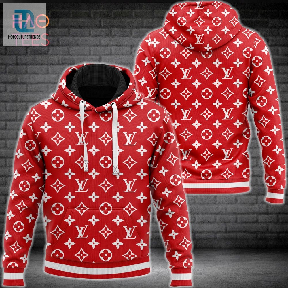 Available Louis Vuitton Red White Luxury Brand Hoodie Pants Limited Edition Luxury Store 