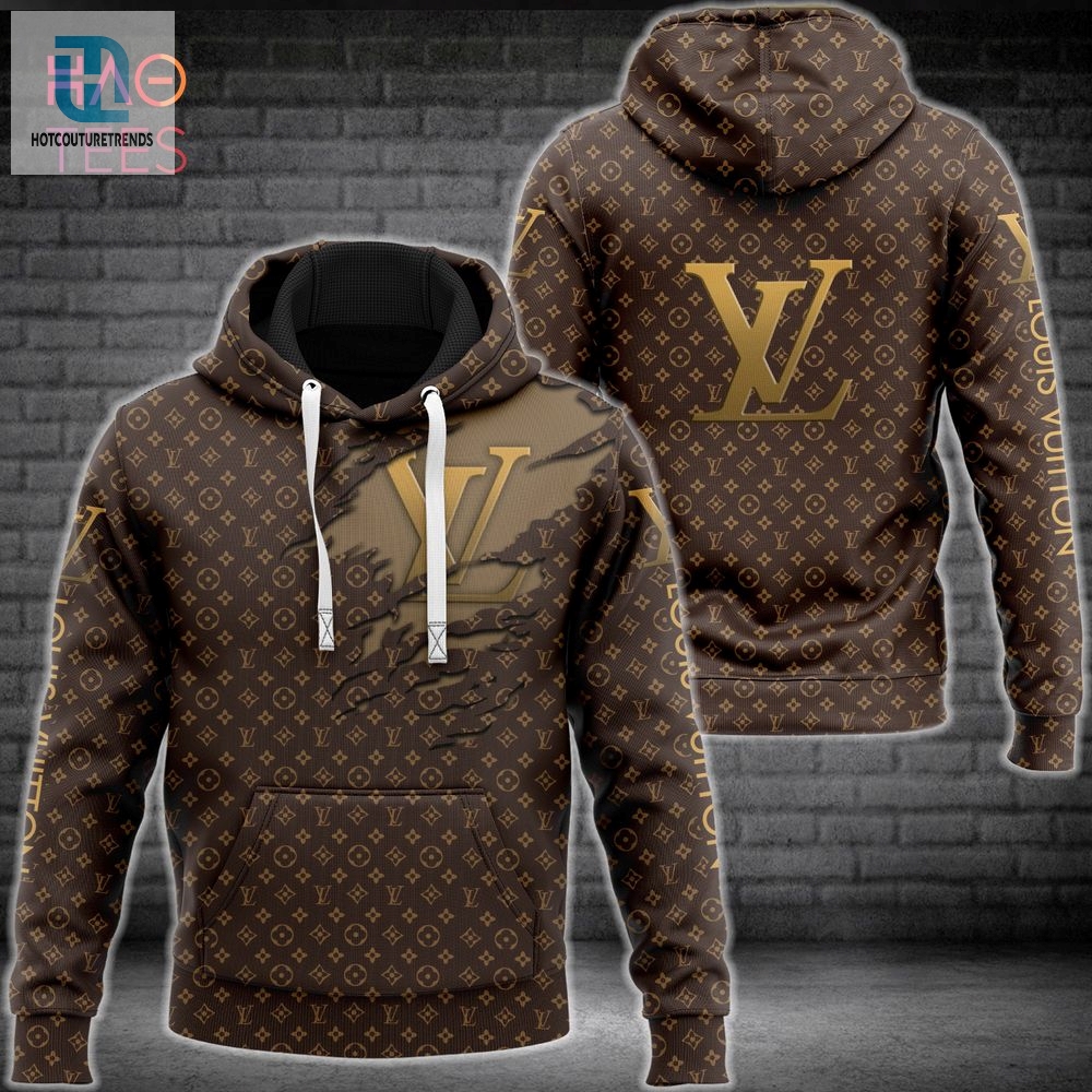 Available Louis Vuitton Brown Luxury Brand 3D Hoodie Pants Limited Edition Luxury Store 