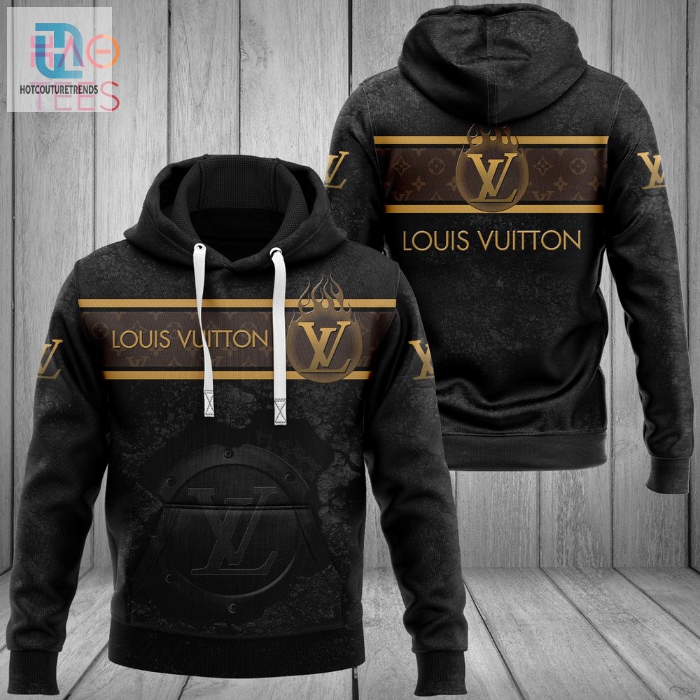 Hot Louis Vuitton Black Luxury Brand 3D Hoodie Pants Limited Edition Luxury Store 
