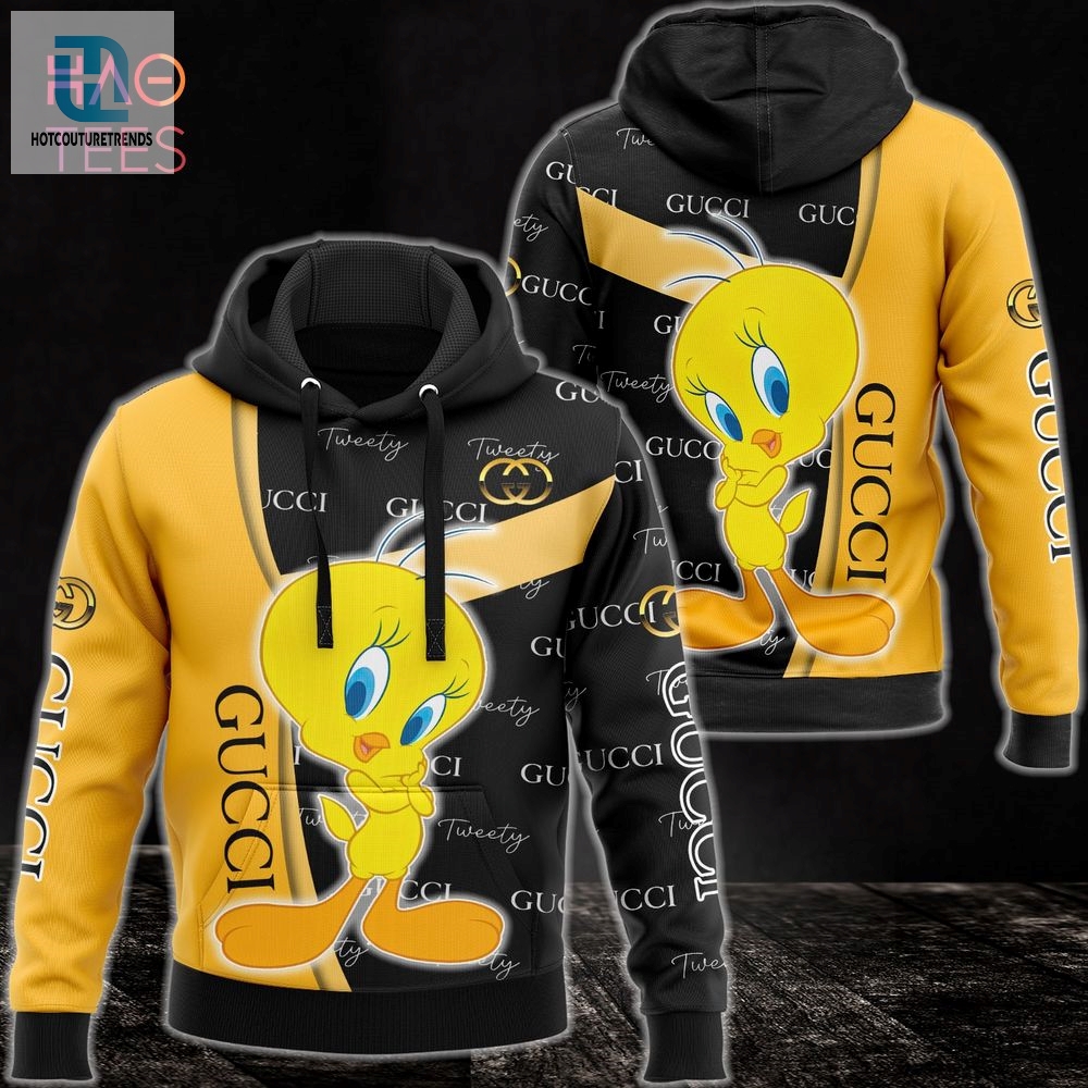 New Gucci Luxury Brand Gold Black 3D Hoodie And Pants Pod Design Luxury Store 
