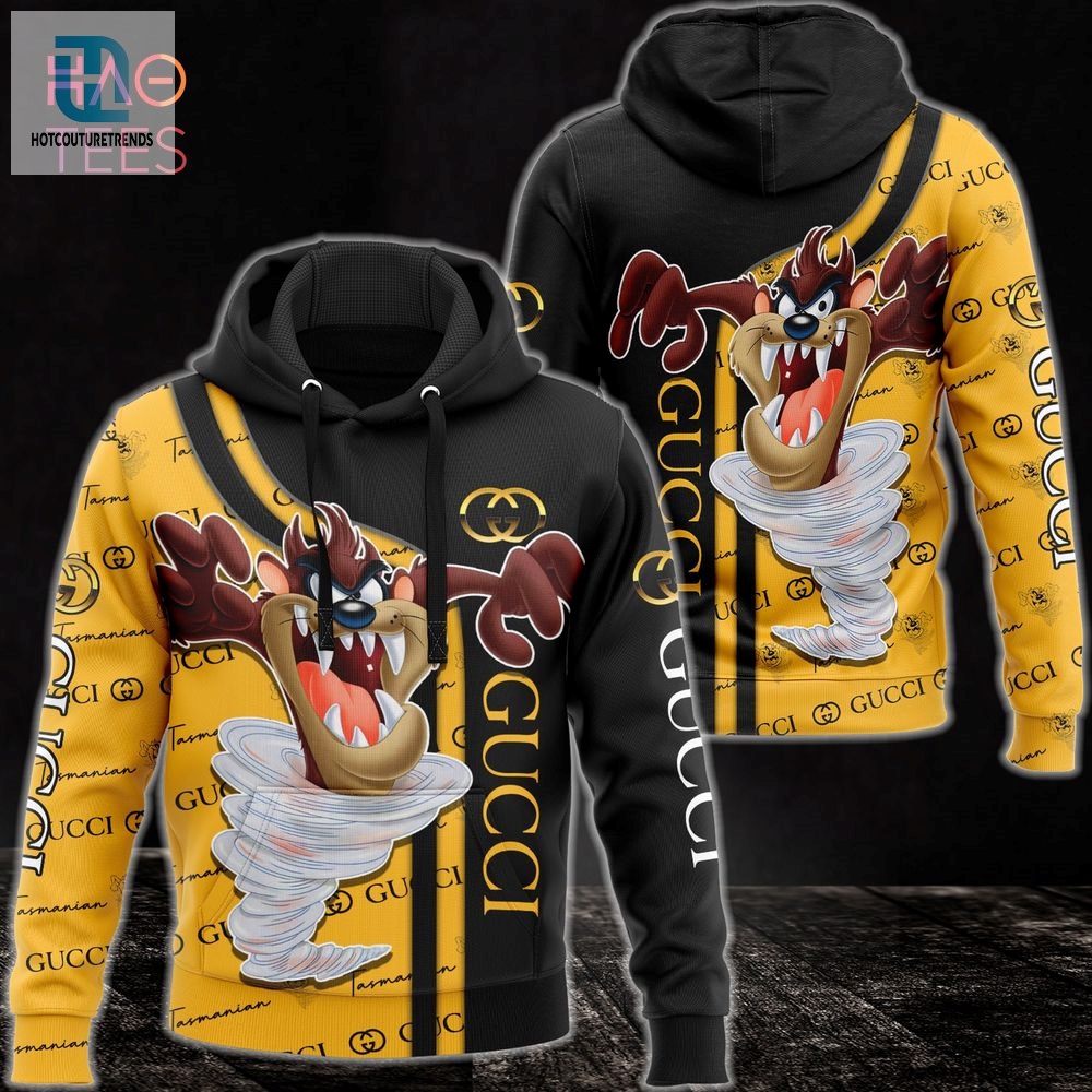New Gucci Gold Black 3D Hoodie And Pants All Over Printed Luxury Store 