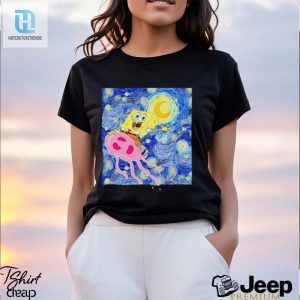 Spongebob Squarepants Jellyfish Fields Starry Night Shirt hotcouturetrends 1 2