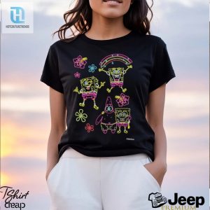 Spongebob Squarepants Neon Floral Friends Classic Shirt hotcouturetrends 1 2