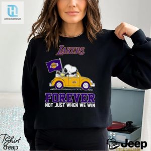 Snoopy And Woodstock Driving Car Los Angeles Lakers Forever Not Just When We Win Shirt hotcouturetrends 1 6