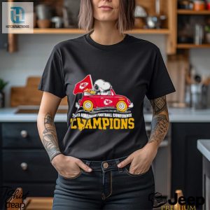 Snoopy And Woodstock Driving Car Kansas City Chiefs 2023 Afc Champions Shirt hotcouturetrends 1 2