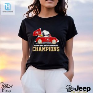 Snoopy And Woodstock Driving Car San Francisco 49Ers 2023 Nfc Champions Shirt hotcouturetrends 1 3