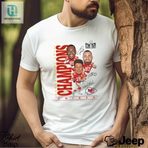 Chris Jones Travis Kelce Patrick Mahomes Kansas City Chiefs Super Bowl Lviii Champions Caricature T Shirt hotcouturetrends 1 3