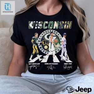 Wisconsin Sports Teams Abbey Road Brett Lorenzo Favre Giannis Antetokounmpo And Robin R Yount Signature Shirt hotcouturetrends 1 5