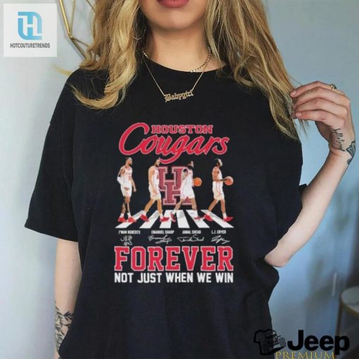 Houston Cougars Mens Basketball Abbey Road Forever Not Just When We Win Signatures Shirt hotcouturetrends 1 2