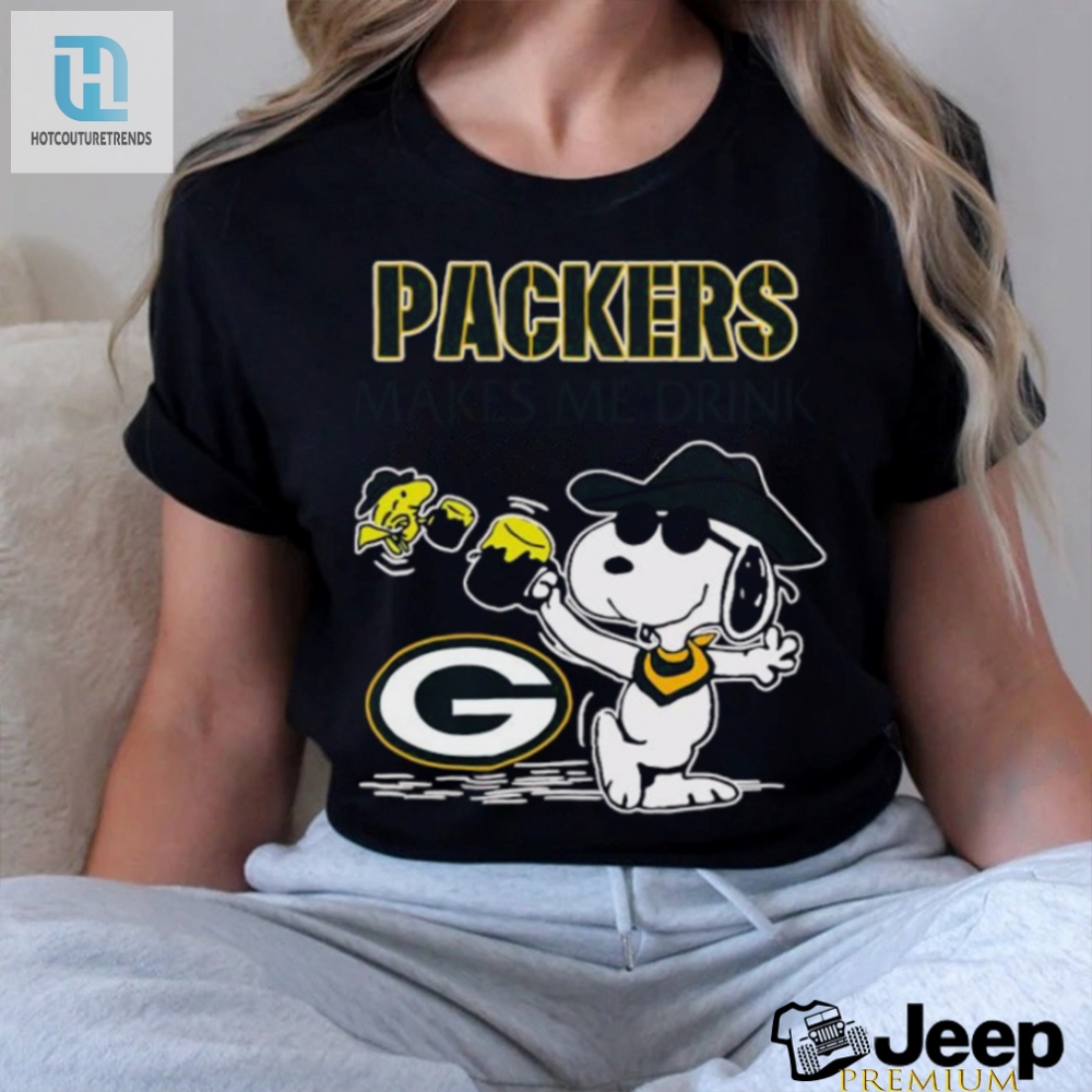 Snoopy And Woodstock Green Bay Packers Makes Me Drink Shirt 