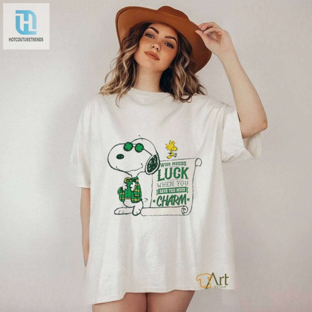 Official Snoopy And Woodstock Who Needs Lucky Charm St Patricks Day Shirt 