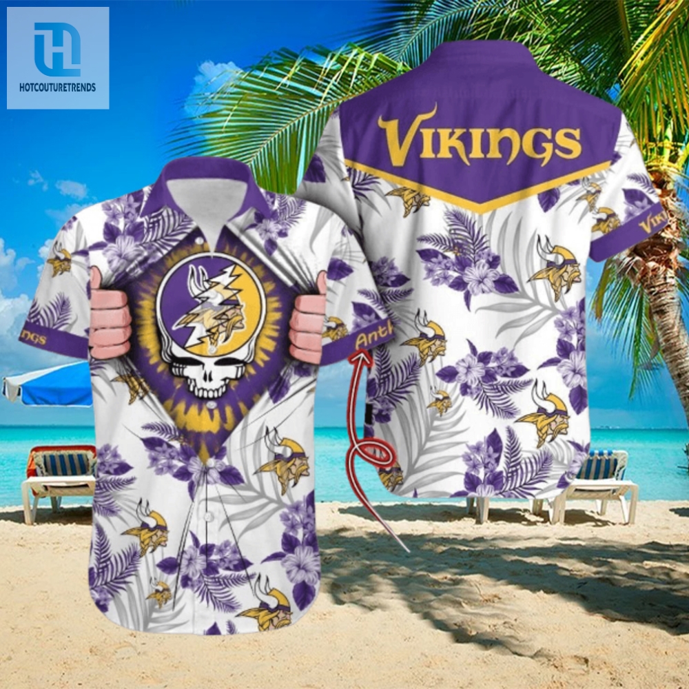 Nfl Minnesota Vikings Grateful Dead Gift For Fan Personalized 3D Hawaii Shirt Aloha Shirt For Men Women 