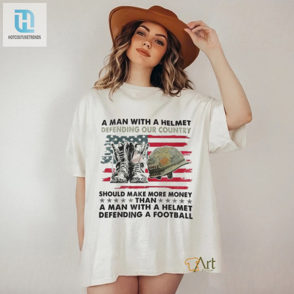 A Man With A Helmet Defending Our Country America Shirt 