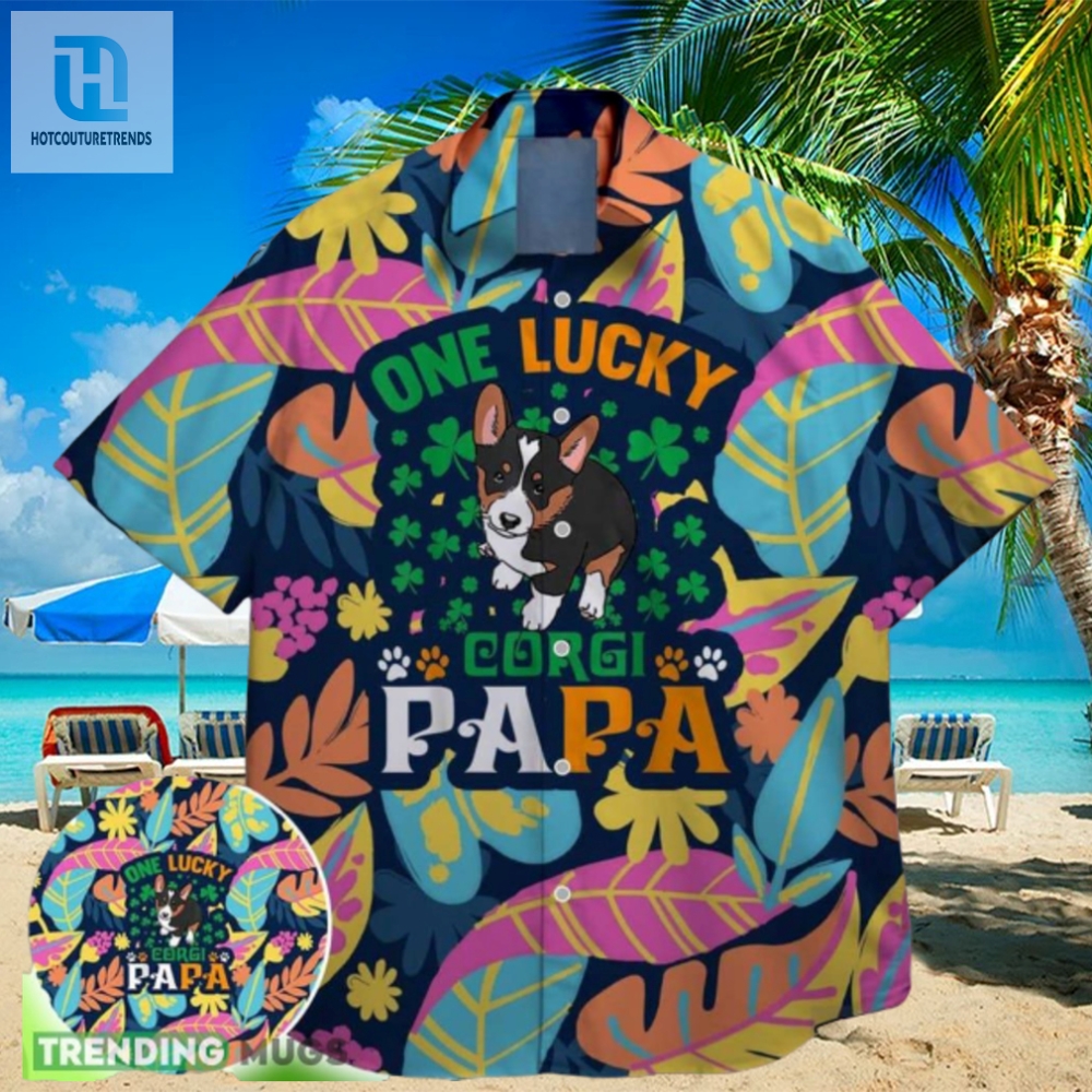 Corgi Papa Funny Charm Green Shamrock Bigfoot St Paddys Vibes On St Patrick Day Hawaiian Shirt 