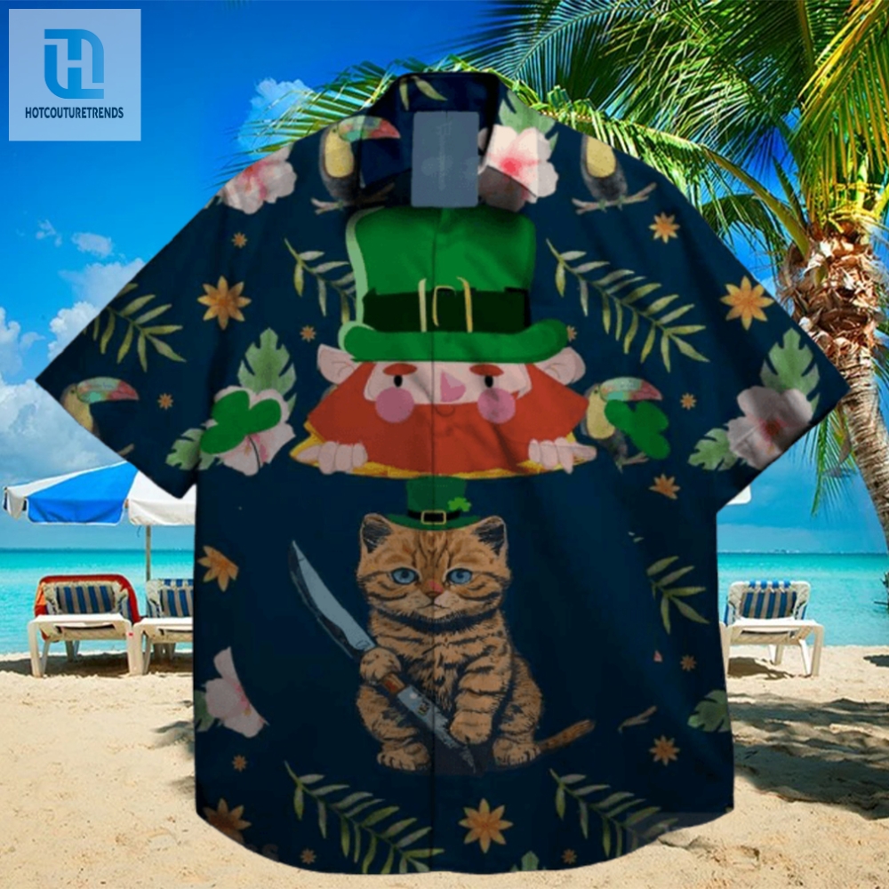 Cats And Shamrock At St Patrick Day Hawaiian Shirt Designer 