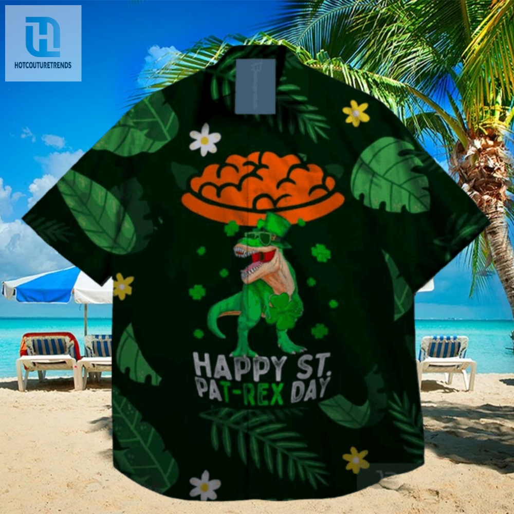 Dinosaur Lucky Shamrock Leprechaun St Patrick Day Hawaiian Shirt 