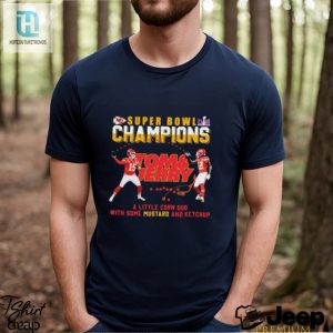 Super Bowl Lviii Champions Tom And Jerry Mustard Travis Kelce And Patrick Mahomes Shirt hotcouturetrends 1 3