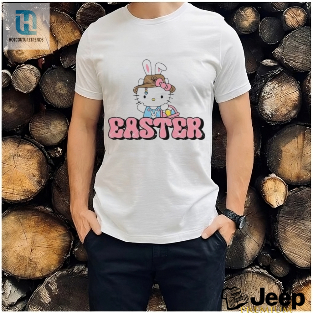 Kitty Wearing Hat Easter Holding A Basket Of Eggs Shirt 