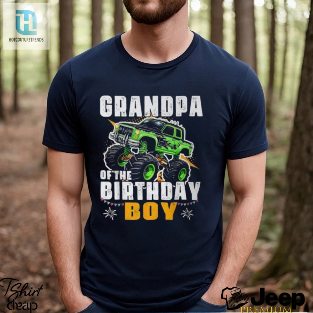 Grandpa Of The Birthday Boy Monster Truck Birthday Family T Shirt 