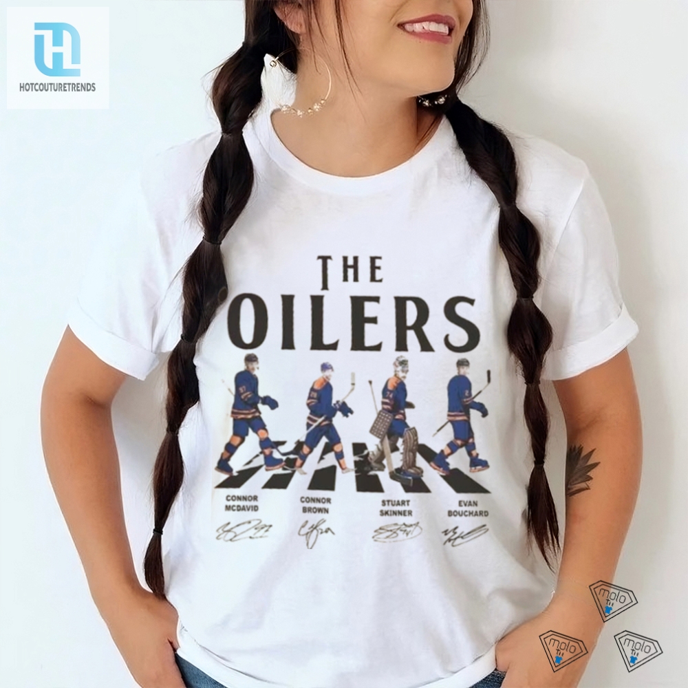 Oilers Walking Abbey Road Signatures Ice Hockey Shirt 