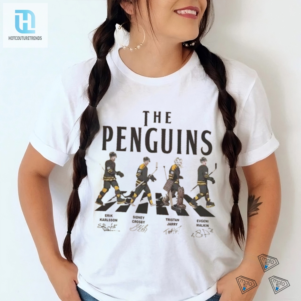 Penguins Walking Abbey Road Signatures Ice Hockey Shirt 