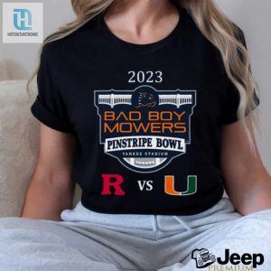 Miami Vs. Rutgers Yankee Stadium Bronx Ny 2023 Bad Boy Mowers Pinstripe Bowl T Shirt hotcouturetrends 1 3