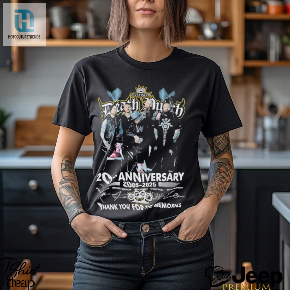 Five Finger Death Punch 20Th Anniversary 2005 2025 Thank You For The Memories Signatures T Shirt 