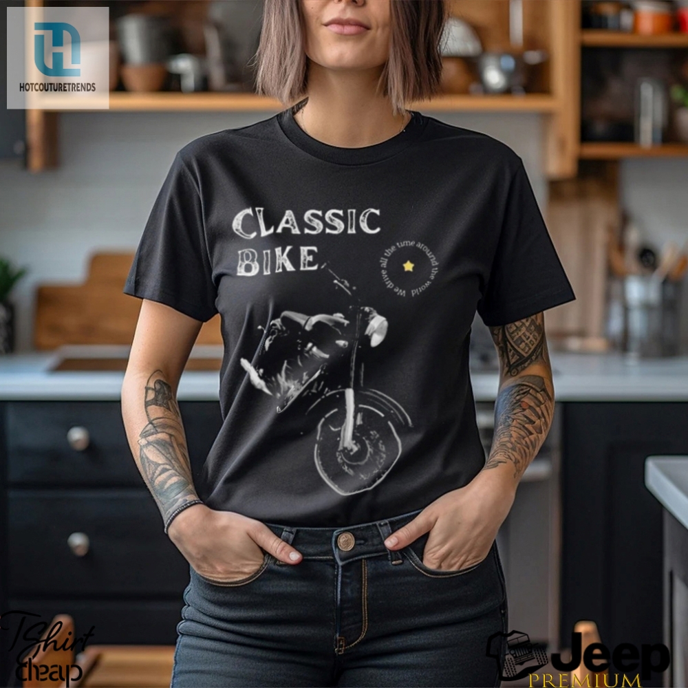 Nice Black And White Illustrated Classic Bike 2024 Shirt 