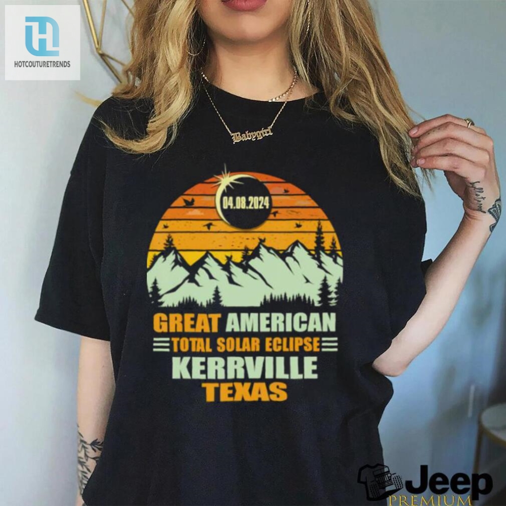 Great American Kerrville Texas Total Solar Eclipse 2024 Vintage Sunset Mountain T Shirt 