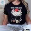 No One Fights Alone Heartbeat Firefighter Symbol Shirt hotcouturetrends 1