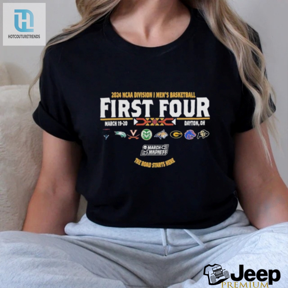 Official 2024 Division I Mens Basketball First Four Dayton Champion The Road Starts Here Shirt 