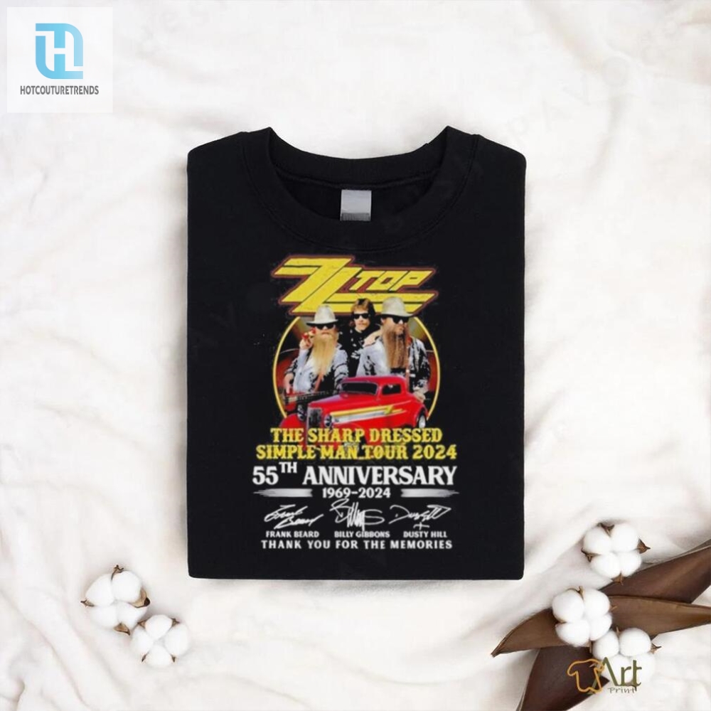 Zz Top Sharp Dressed Simple Man Tour 2024 55Th Anniverasry 1969 2024 Thank You For The Memories Shirt 