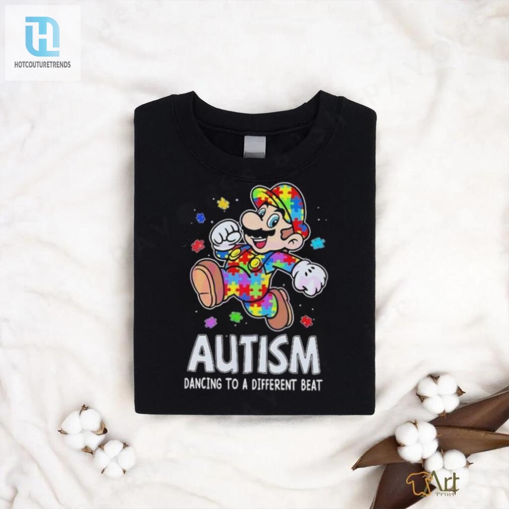 Super Mario Autism Dancing To A Different Beat Puzzle Shirt 