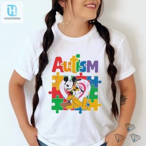 Cute Pluto Mickey Mouse Autism Heart Puzzle Shirt hotcouturetrends 1 2